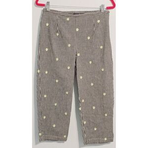 Mountain Lake Casuals Women's Black White Gingham Pants w/Yellow Daisies Size 12